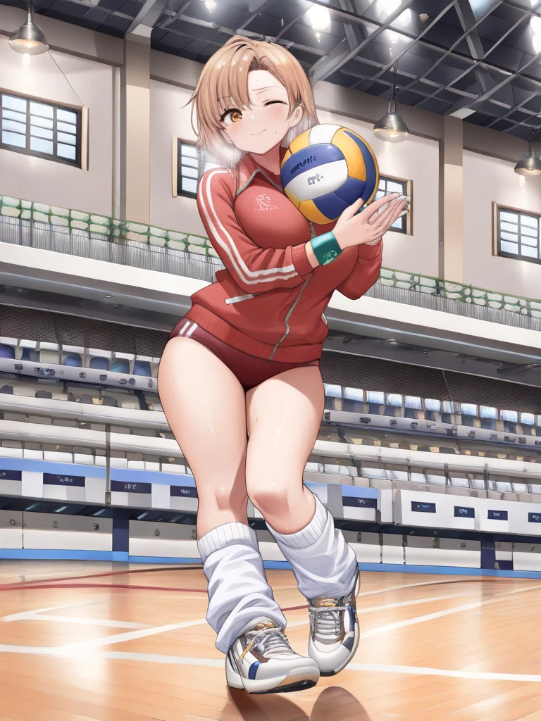 unity 8k wallpaper, anatomically correct, (((masterpiece))), (((best quality))), (((ultra detailed))), (((high-resolution))), ((Ultimate cutie)), perfect hands, perfect finger, (((good anatomy))), detailed beautiful face, shiny hair, (((gyaru))), (potbelly), (curvy), medium breasts, ((Thick thighs)), (((solo))), ((seductive smile)), (((blush))), (Eyes are heart marks), (heart shaped pupils), ((trembling)), 
BREAK, (((sit astride the perfectly spherical shape 6-inch volleyball))), (((Straddling a perfectly spherical 6" volleyball))), (((Perfectly spherical 6" volleyball fits perfectly crotch))), BREAK, (((Rub the  Perfectly spherical 6" volleyball against crotch))), (masturbation), 
BREAK, adidas, (Collared volleyball uniforms), sleeveless, ((buruma)), ((kneepad)), ((pussy juice stained)), (elbow pad), (((sweat))), (((covered in sweat))), ((deep breathing)), in Volleyball Court, indoor, lighting,  looking at viewer, full body, (spoken heart)