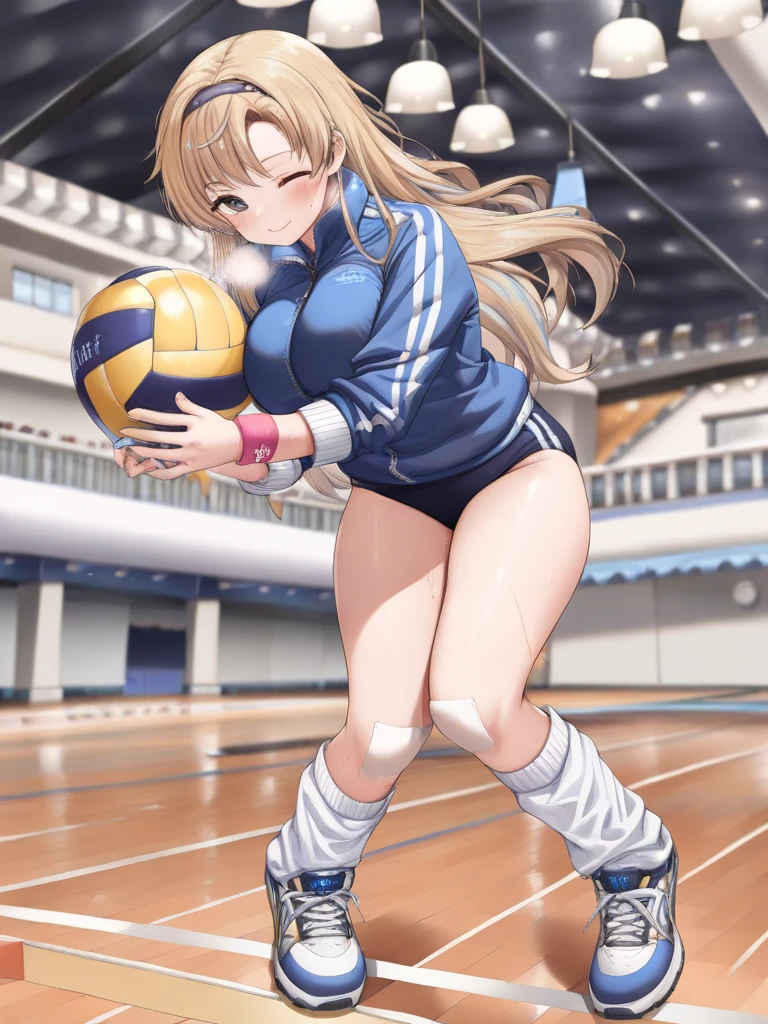 unity 8k wallpaper, anatomically correct, (((masterpiece))), (((best quality))), (((ultra detailed))), (((high-resolution))), ((super fine illustration)), ((Ultimate cutie)), ((perfect hands)), ((perfect finger)), (((good anatomy))), detailed beautiful face, shiny hair, (((gyaru))), (potbelly), (curvy), medium breasts, ((Thick thighs)), (((solo))), ((seductive smile)), (((blush))), (half open mouth), 
BREAK, (((sit astride the perfectly spherical shape 6-inch ball))), (((Straddling a perfectly spherical 6" ball))), (((Perfectly spherical 6" ball fits perfectly crotch))), BREAK, (((Rub the Perfectly spherical 6" ball against crotch))), 
BREAK, (Collared volleyball uniforms), sleeveless, ((buruma)), ((kneepad)), (elbow pad), (((sweat))), (((covered in sweat))), ((deep breathing)), in Volleyball Court, indoor, lighting,  looking at viewer, full body, (spoken heart)