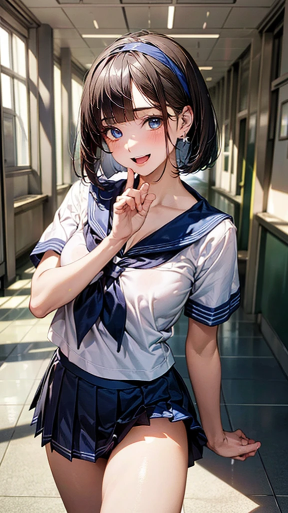 Browsing Caution,(((Perfect Anatomy, Anatomically correct, Very detailedな肌))), 1 girl, Japanese, high School girl, Shiny skin, Observe the audience, ((Back view, From below)), Beautiful Hair, Beautiful Face, Beautiful details, (short hair:1.1, Bobcut:1.2), Dark blonde hair:1, blue eyes, Baby Face, Mole under the eye, Beautiful clavicle, Beautiful body, Beautiful breasts, Big Breasts:0.5, Beautiful thighs, Beautiful feet, Camel Toe, ((Short sleeve, Cute Sailor Suit, All dark blue, Dark blue pleated skirt, Navy blue sailor collar, Sailor scarf, socks, Brown Loafers)), Captivating thighs, (Red Slave Collar), ((Embarrassing, Scared, sad, tears, cry, Half-open mouth)), Are standing, (((Leaning forward), Taking off white panties, Raise one leg, Pull on white panties)), (Beautiful views), summer, School, locker room, 8k, highest quality, Masterpiece:1.2, Very detailed), (Realistic), Beautiful illustrations, Natural light, whole body,