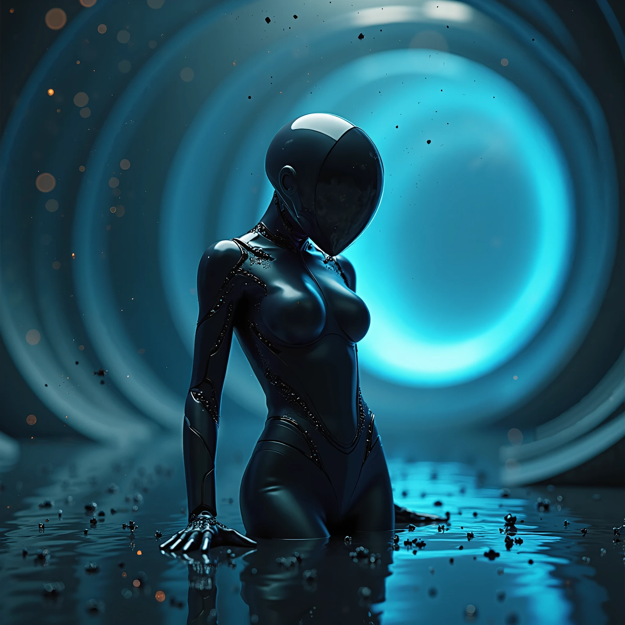 Future city, universe, technology, magic, reality, cute woman (sheer body suit with blinking lights, no underwear), starry eyed sight seer