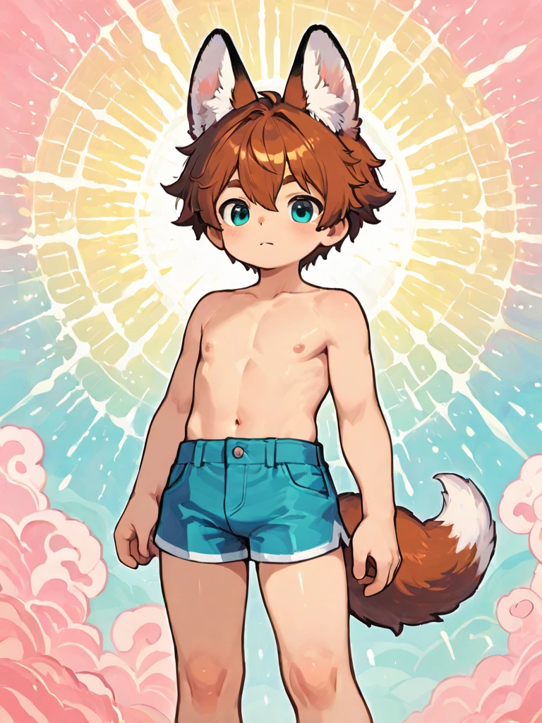 Best quality, 4K, Kemoshota, dynamic angle, kindergarten boy, mascot boy, short height boy, best quality, highres, ultra-detailed,a
realistic prompt, furry kemono boy, spirit of stars, flying in the starry sky, naked translucent baggy shinny one-piece shirt, star 