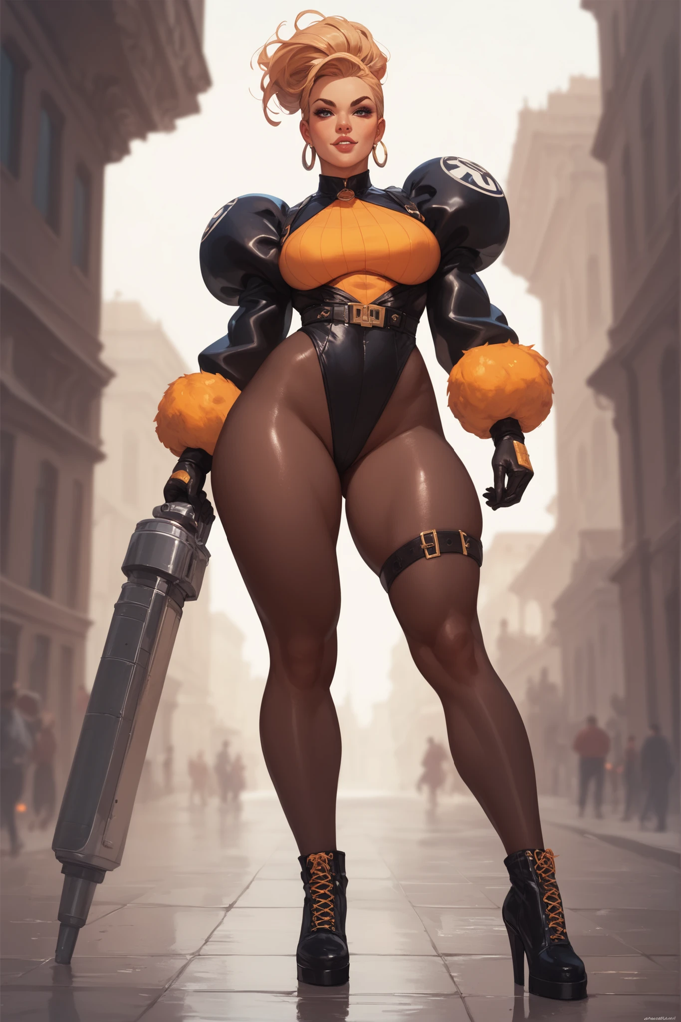 masterpiece, faceless, best quality, photorealistic, solo, (detailed eyes:0.9), Atomic Heart, twins, two girls, very chubby, young, grey skin, soft, chubby belly, sexy, fat rolls, belly rolls, love handles, muffin top, thick thighs