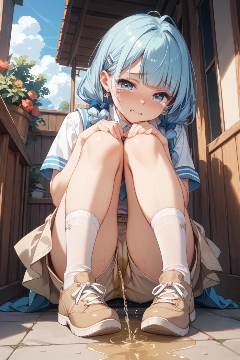 (((((whole body)))))、Youmu, This is a very cute gym uniform 、smile,、Cross-legged、barefoot、