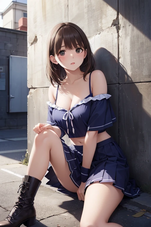 <lora:microdress_v0.2:1.1> 1girl, microdress, white dress, denim jacket, pleated dress, panties,, masterpiece, best quality, highly detailed