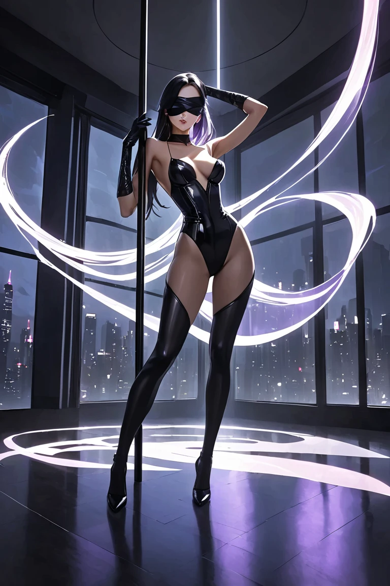 The generated prompt can be:"violet parr,latex outfit,long black hair,vivid purple eyes,smoky makeup,big round butt,perfectly sculpted abs,(best quality,4k,8k,highres,masterpiece:1.2),ultra-detailed,(realistic,photorealistic,photo-realistic:1.37),portrait,dark and moody lighting,vivid color grading, sexy face, blushing, oiled up, nsfw, small tits, cleavage towards camera, big cameltoe, huge ass, curvy,