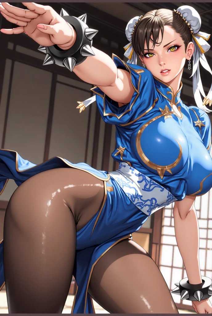 Anime girl sitting on the wall wearing blue clothes and holding a sword, very detailed artgerm, Chun Li, style art manure, portrait of Chun-Li, Artgerm and Ruan Jia, range murata and artgerm, Chun-Li, Chun-Li, Art Manure Lau, Chun Li at the gym, Ruan Jia and Art Jereum