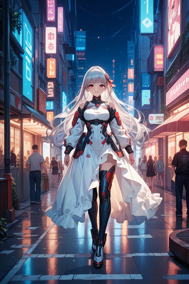 silver hair, big breast, magical girl, full body , walking, alone, 1character