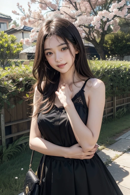 1 Japanese girl,(Floral Dress:1.4), (RAW Photos, Highest quality), (Realistic, Realistic:1.4), Tabletop, Very delicate and beautiful, Very detailed, 8k wallpaper, wonderful, In detail, Very detailedなCG Unity, High resolution, Soft Light, A beautifully drawn 19-year-old girl in detail, Very detailedな目と顔, Beautiful and detailed nose, Beautiful details,Cinema Lighting,City lights at night,Perfect Anatomy,Slender body,smile (My hair is messy, Asymmetrical bangs, Black Hair,semi-long)
