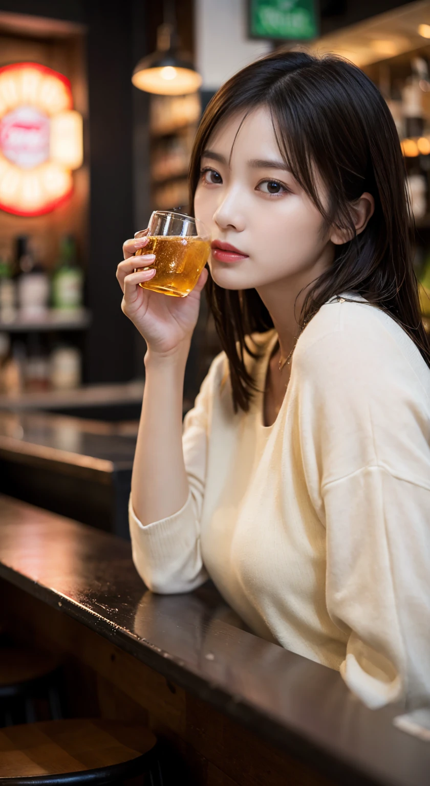 (ultra-detailliert)、(Raw photo)、(oily shiny white skin)、Night、Female in her 30s、Drinking alcohol、Red cheeks、valley、Drinking party at home、Brown stockings