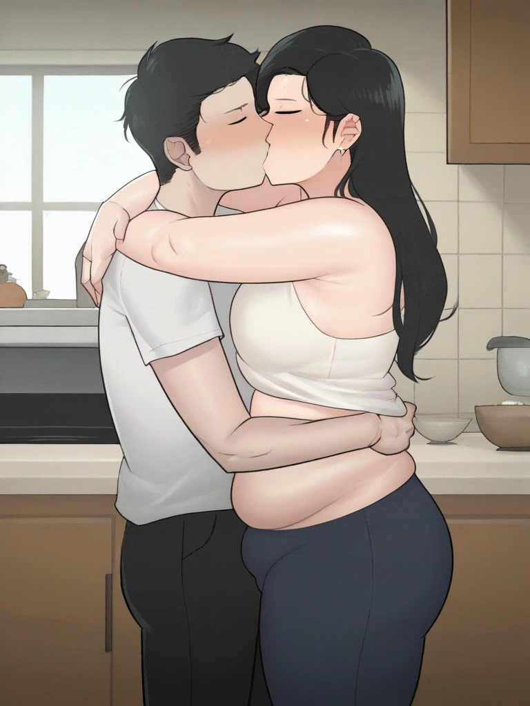 an enchanting woman, kissing her husband, rubbing her huge butt, sex from behind, Wearing white bra, huge breasts about to explode out of top, grabbing her belly, bulging diaper, gigantic diaper sagging down, huge diaper, massive lumpy full diaper, diaper growing bigger and bigger, holding her growing diaper, diaper puffing up like a balloon about to explode, diaper filling up whole screen, diaper inflated to enormous size