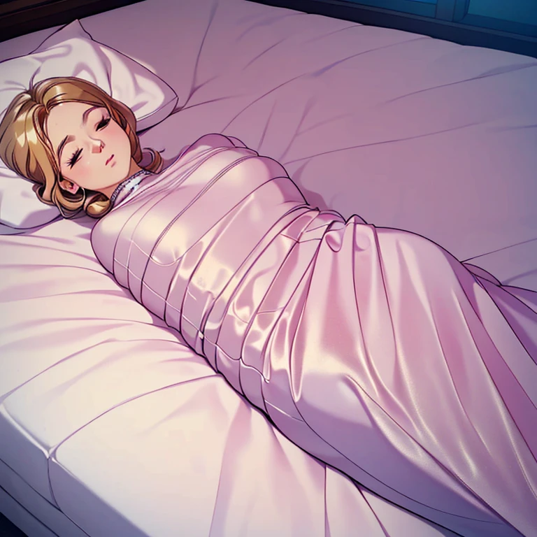 (best quality,4k,8k,highres,masterpiece:1.2),ultra-detailed,(realistic,photorealistic,photo-realistic:1.37),illlustration,soft colors,soft lighting,sleepsack,girl wrapped in satin,mummification,relaxed expression,hint of vulnerability,dream-like atmosphere,peaceful setting,curled up position,subtle shadows,body contours,delicate fabric folds,gentle creases,smooth textures,faint reflections,tranquil mood,subdued tones,satin sheen,soft and comfortable,warm light,subtle glow,dreamy aura,serene ambiance,wrapped securely,rippling drape of fabric,crisp details,subtle highlights,comfortable and cozy.
Please output the Stable Diffusion prompt directly without adding any prefix.