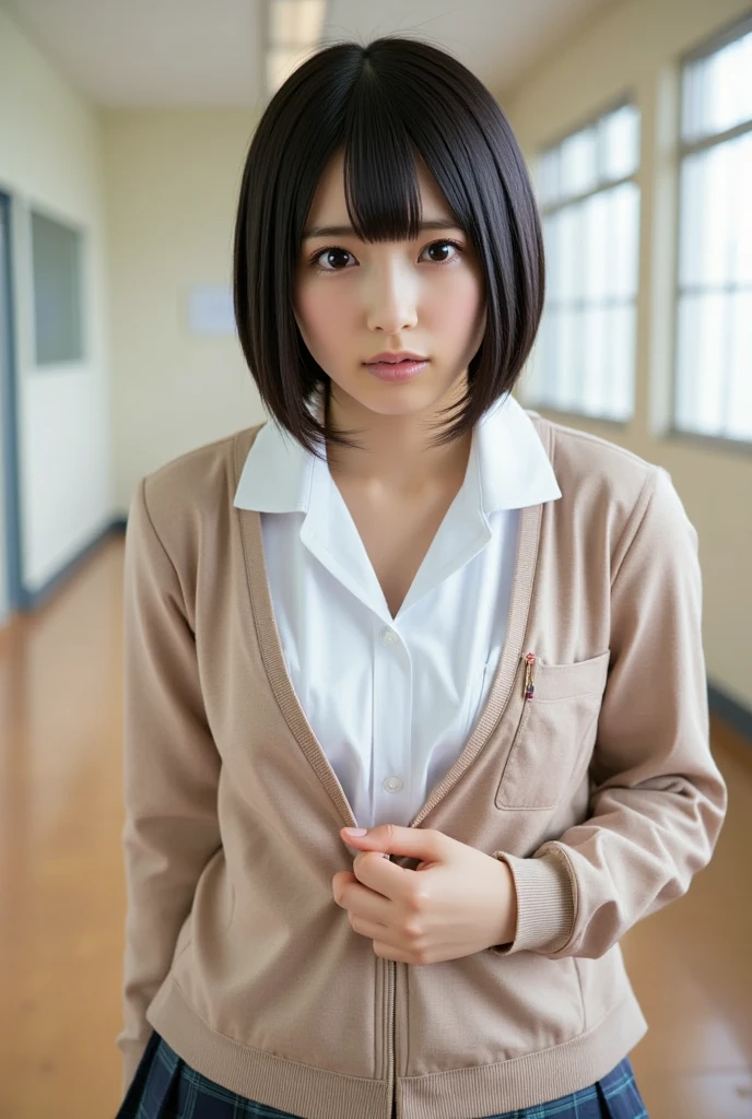 ulzzang -6500-v2.1、(Raw photo:1.2)、(photoRealstic:1.4)、short stature、Very slender、cute little、Beautiful detailed girl、extremely detailed eye and face、beatiful detailed eyes、Ridiculous、Incredibly ridiculous、huge filesize、ultra-detailliert、hight resolution、hight resolution、((Hairstyle is bob hair))、(elementary school student in Japan))、illstration、Ighly Details、nffsw、unification、8k wallpaper、grand、finely detail、finely detail、 masterpiece、top-quality、High Definition Ticker Uniform 8K Wallpaper、Light on the face、电影灯光、7Year old girl、、((Take off more clothes、Go completely topless))、(((dynamicposes)))、(camel's toe)、((She is sitting on a chair in the classroom with her legs apart))、