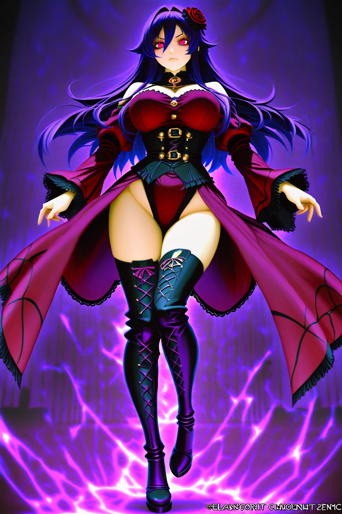The best quality, lovely, Digital art, Altamente detailed, Detail it up, Intricate, hermoso brillo detailed, detailed, cinematiclight, high resolution, detailed facial features, sharp focus, Suave, ((Whole body)), (masterpiece),(Ultra detailed), (high quality), (high resolution), 1 girl of 25 years,(Spider-Web background:1.2),bare shoulders, black belt, Black choker, blue hair, old, choker, Crop above, Emikuki, facial mark, big breasts, looking at the viewer, multicolored hair, (sharp teeth, open mouth), no hats, (Dominant),(), pink hair, sharp teeth, shirt, Skirt, only, streaked hair, Cabello bitono