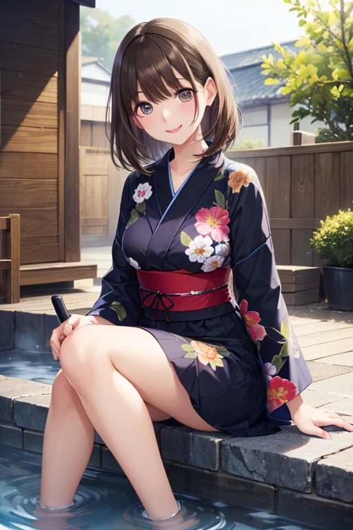 (masterpiece:1.2, 最high quality), (非常にdetailed:1.3), 


anegasaki nene、Shiny brown hair, short hair, Beautiful brown eyes、smile、Sparkling eyes, (Fine grain)、超detailedな目、非常にdetailedな顔, 非常にdetailedな目,
 
(((30-year-old woman、Wearing a thin, thin, Decorated kimono)))、High resolution、high quality、High resolution、detailed、masterpiece、Mature Woman、大きなsmile、Perfect proportions、Kimono-style costume、Embellished see-through bra、Revealing clothing、(((The background is a large hot spring bath、Fresh green)))hair ornaments、Earrings
