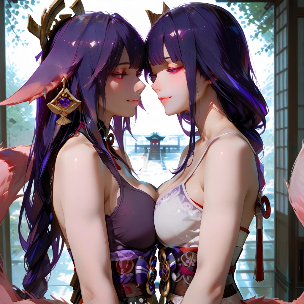 anime girl with purple hair and purple eyes posing for a photo, hestia, ayaka genshin, blue cloth covering her chest, extremely detailed artgerm, zodiac girl portrait, tsuaii, zerochan art, by Kamagurka, azure. detailed hair, artgerm on artstation pixiv, smooth anime cg art