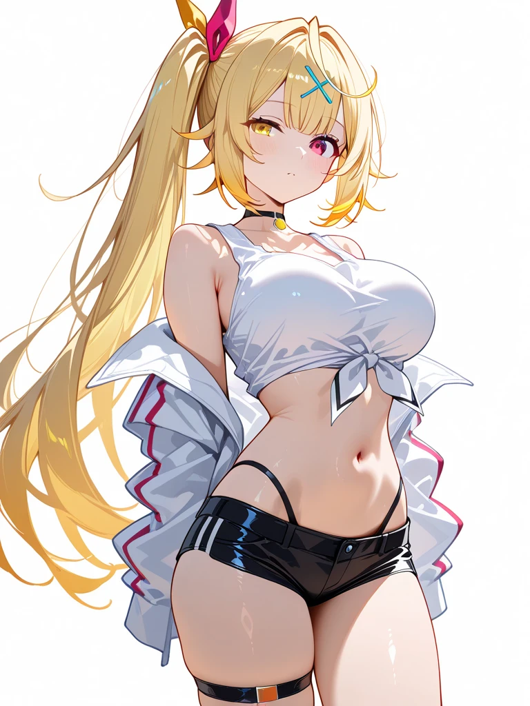 (8k, best quality, tmasterpiece:1.2),\(eye detailed\),\(Facial features\),(\(Clothes detail details\)\),(1 girl:1.3),(solo:1.35),full body,(/golden hair:1.2/),(/green eyes/),(twintail hairstyle:1.2),(/white skin/),(large breasts:1.2),sagging breasts,gigtanic breasts,(slim waist:1.3),tall and ,navel,crotch,big aslue and white color cheerleading uniforms:1.3)/,(in the Women's locker room),indoor,(depth of fields:1.15),(ssee-through:1.25)