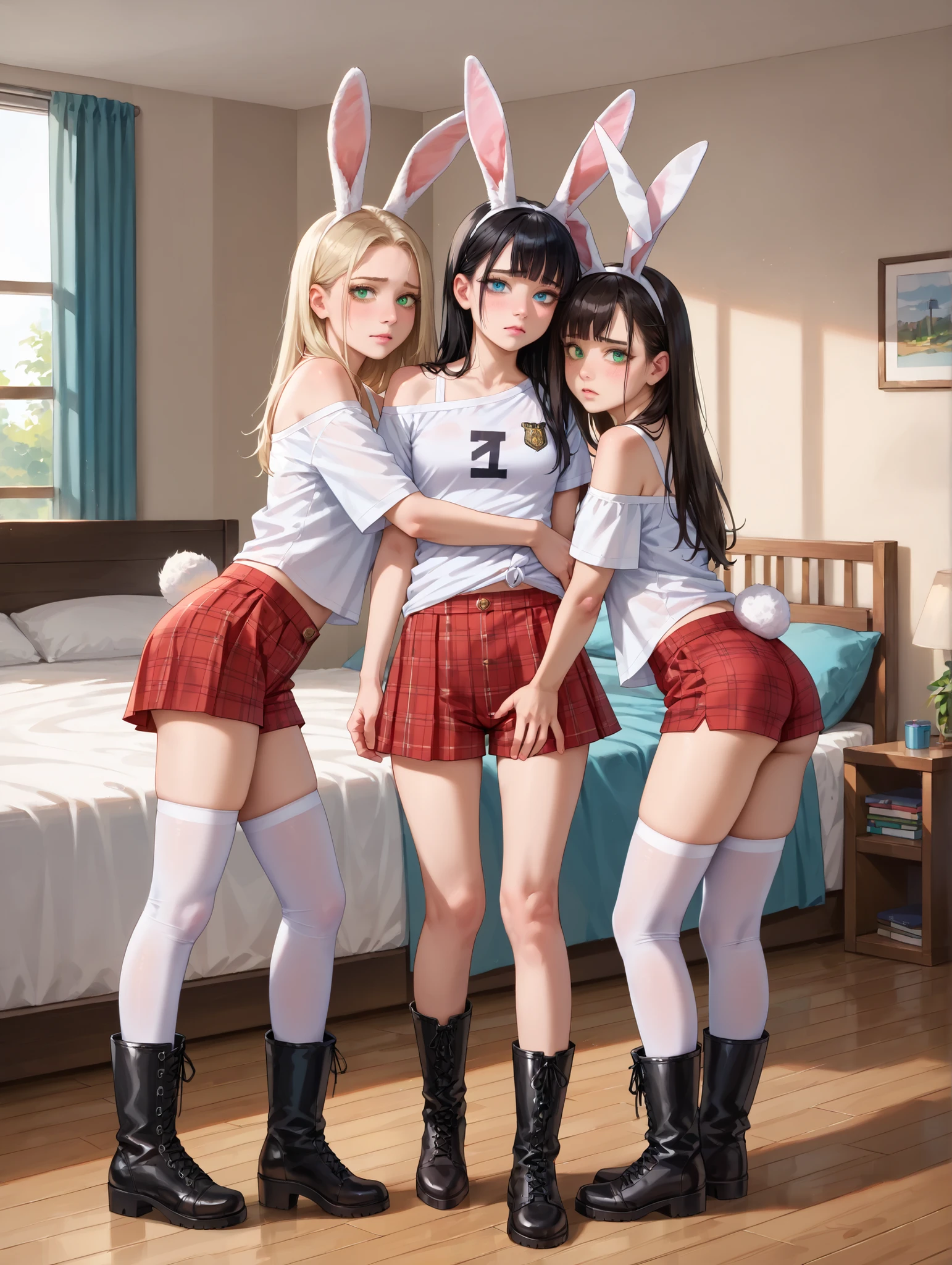 ((((Best Quality, 8K, 32K, masterpiece, 1.2)))),{{solo}},nsfw,{{{Artist: GirlfriendMix's style}}},((perfect beautiful face:1.2)), slender body, wearing bunny suit, with man, having sex at susped congress style,((inserted penisssy, vagienis:1.2)), qualitagina, vpussy,((a lot of public hairs, embarrassed,