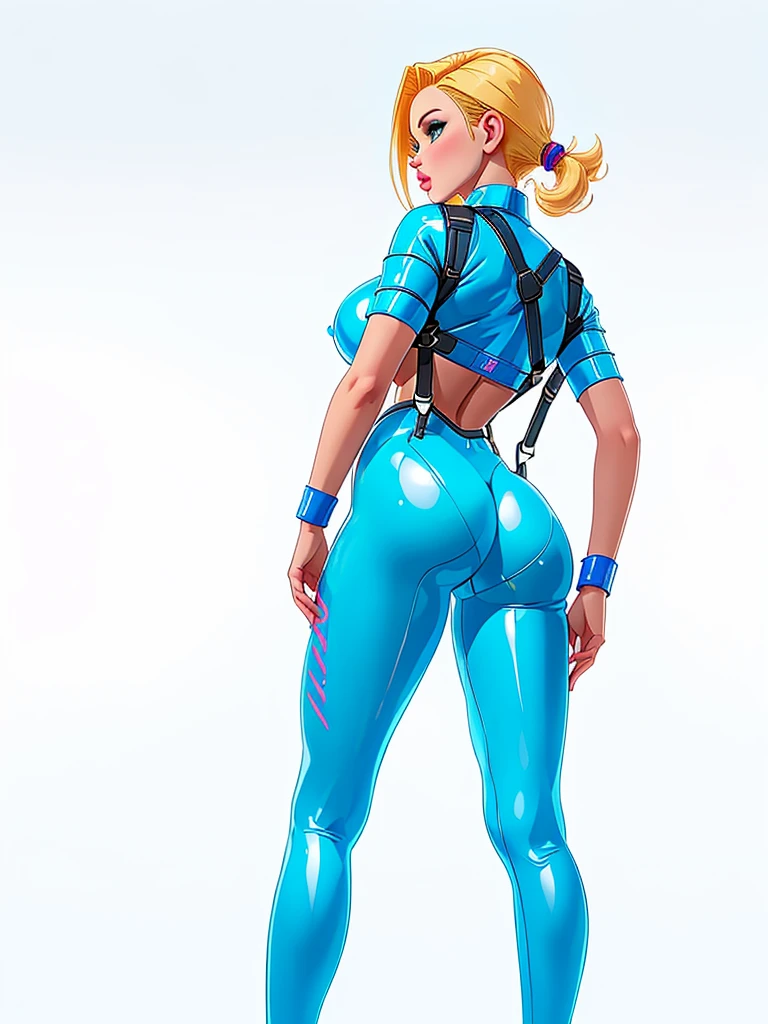 ((((Huge Ass)))) Samus ARAN as sexy Cop, skinny, slim thick, small waist, 8k, UHD, (curvy accentuated and lifted booty), smiling