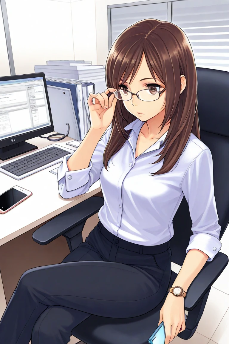 masterpiece、High resolution 8K、Browsing Caution、Sharp focus、Contrast lighting、Fine skin、Flying debris、 highest quality、Ultra-high resolution、Ultra-high resolution、Detailed CG、stock exchange、Large office room、Numerous large monitors、Desk computer、transaction、document、stock、Chart Screen、Male office lady facing sideways、A woman is sitting on a chair、Beautiful Eyes、(Detailed Faces and Faces:1 2)、Narrow eyes、Almond Eye、Brown eyes、Eye Gradient Eye Highlight:1.2)、(Light reddish brown hair、middle、Asymmetrical bangs)、(ID card、Shortage of office wear blazers、White dress shirt、Black pencil skirt、pumps)、(Fuller lips、gross、Glossy lips、Small breast size) 、(Oval Face : 1.4)、(Thin fingered arms、Detailed human hand)、Half-laugh、Teeth are visible