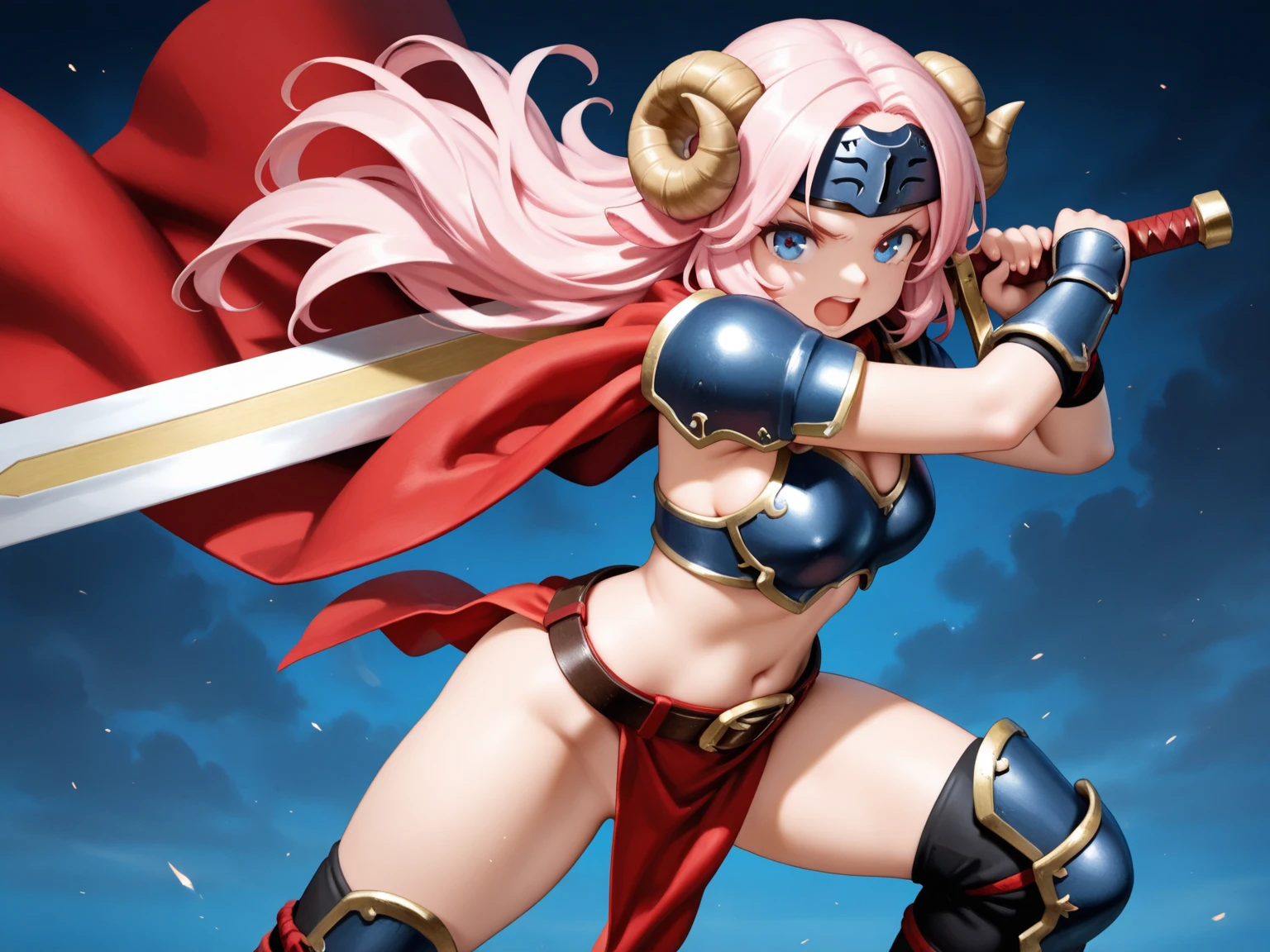 figure of warrior, sexy pose, big breasts, servo armor, pink hair, elf earns, chinease hat