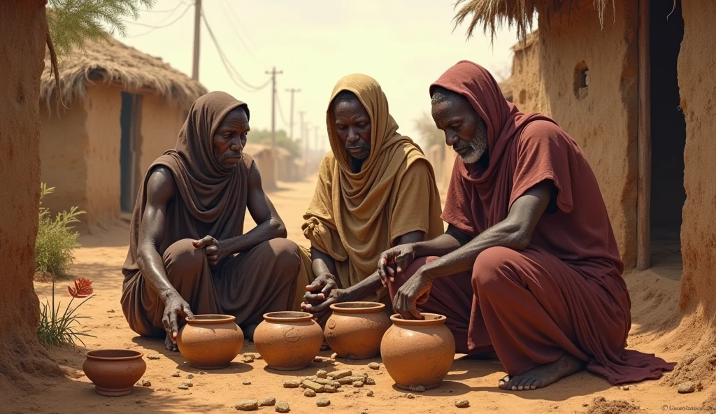 No rain for a long time so women growing plants 