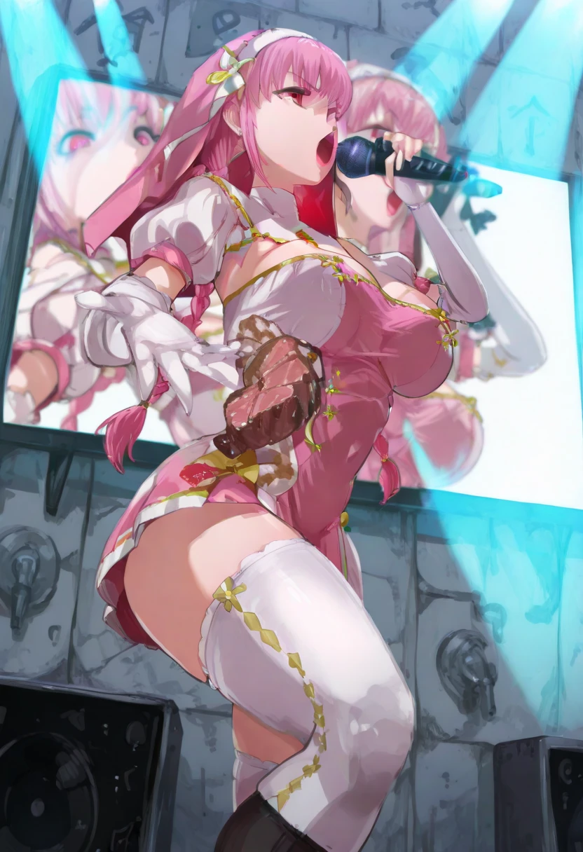 Idol Costumes、Dancing on stage、Waist-length hair tied in a high ponytail、Move the tick part to the side、Big breast beauty、Estruating from behind、Squat、Dildo vibrator inserted in vagina(SEX)、、 Dripping from the vagina、Showing vagina、Thin pubic hair、Open your jacket、Show your breasts、Nipples erect、Dripping saliva、Red cheeks、Dementia smile、close your eyes、Vibrator remote control in hand、Bulging of the vibrator cord、Thigh strap vibrator rope、A close-up look at thighs from an angle、Realistic photos、NSFW、Front tucked up、From below、、orgasm