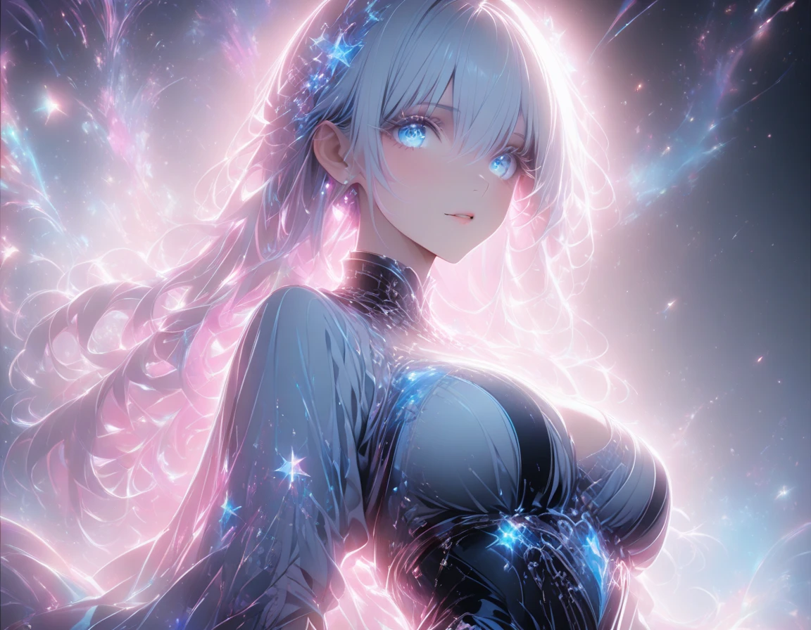 a beautiful 20 year old blonde woman with big messy hair in a blue dress, white stockings, black headband, cleavage, holding a glowing mushroom, fantasy art style, rossdraws cartoon vibrant, alice x. zhang, alice in wonderland cyberpunk, cute detailed digital art, colorfull digital fantasy art, digital fantasy art ), glossy digital painting, rossdraws pastel vibrant, rossdraws 2. 5, rossdraws 1. 0