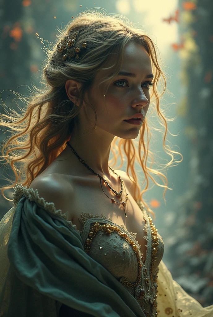 A woman, she has elf ears, long golden brown hair falling over her shoulders, (((a woman with long brown hair princess 1.7)))(((very beautiful))), perfect faces, she is in a castle at night with the moonlight on her face, cool palette, elegant white shiny dress fluttering in the wind, gray blue eyes, 8K, freckles on her face, beautiful breasts, tribal tattoos on both arms, extremely detailed, (high quality, realistic, photorealistic: 1.37), ideal proportions and defined skin, meticulously crafted features, unapproachable beauty, perfection, artistic art, vivid realism, hyper-detailed sculpting, realistic shapes, truly awe-inspiring, impeccable craftsmanship, pure brilliance, ethereal beauty, delicate contours, striking poses, sublime beauty, subtle nuances, dynamic compositions, vibrant colors, perfect lighting, moving expressions, heavenly aura, majestic presence, dreamlike atmosphere, rendering trend unmatched detailed octane on artstation, 8k art photography, photorealistic concept art, cinematic volumetric soft natural light, chiaroscuro, award winning photography, fine art, oil on canvas, beautiful, detailed, intricate, insane