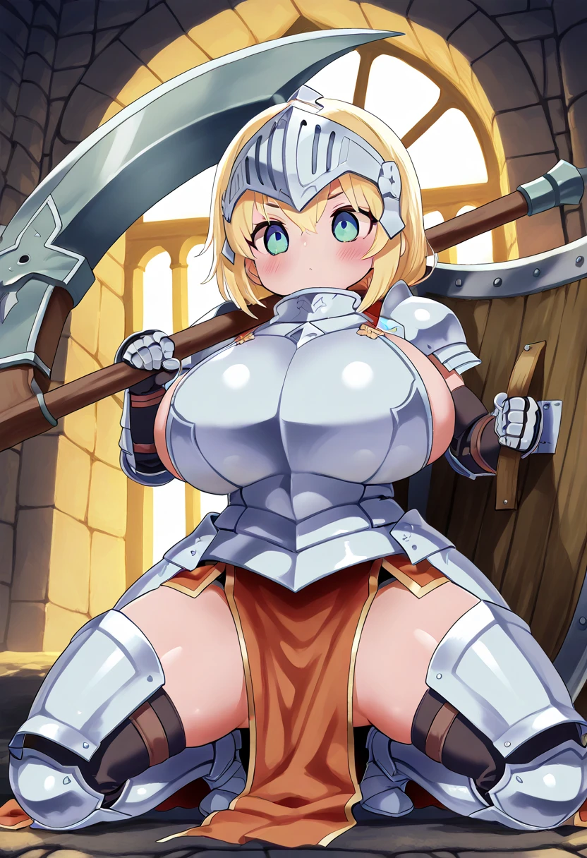 (masterpiece, Highest quality),(Very complicated:1.3), (Realistic), One girl and several male soldiers, 15 years old, White people, Green Eyes, Perfect Eyes, Perfect Iris, The perfect student, Perfect Lips,Perfect Nose, Perfect hands, Very fine hand, Perfect Fingers, Blonde, short hair, Straight hair, A small braid in her hair, (Medieval Armor), Metal Reflection, (((White Armor,))) Outdoor, Distant Castle, (Ornately decorated armor), (Very detailed, bloom:1.5), Chain Mail, Strong sunlight, Detailed professional photos of beautiful women, Sharp focus, Awards, Cinema Lighting, Blurred Background, (Pause:Looking into the camera)、Bare breasts ,Well defined nipples、 garter belt, Stand with your feet apart, You are so sexy,((Nipples are visible:1.6)、tiara, ((Huge saggy breasts:1.3))、Crying face、((tears:1.2)),(Female knight being raped:1.8))