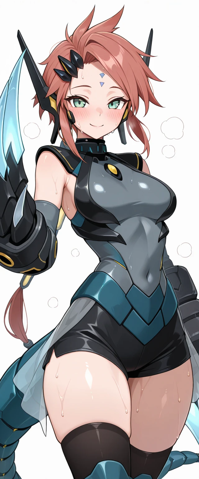 Dark fantatsy,black metal body,big breasts,robot joints,neon trims,back armor,(glowing purplish-blue trim),eyeless robot,no eyes,wide mouth,sharp teeth,only mouth,tongue out,very long tongue,cybernetic body,muslces,abs,look at viewer,mechanical,wet,garter belt,bottomless,mechanical mouth,