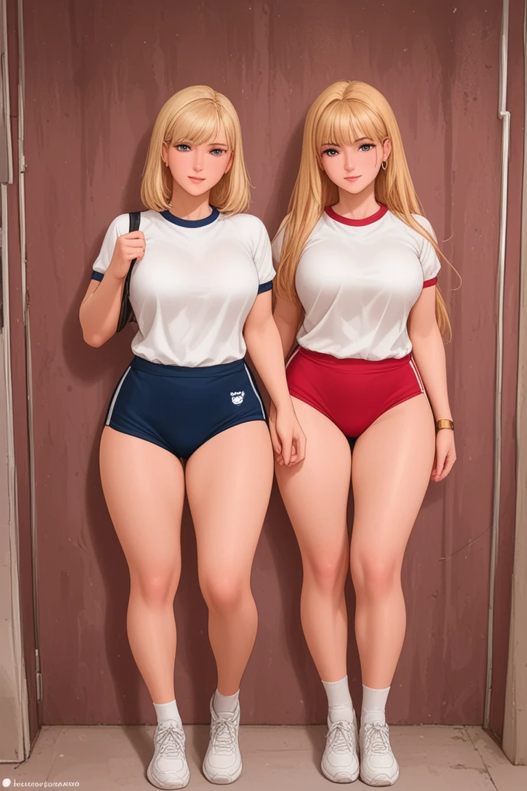 Garota, altura 1.60, camiseta do namorado, com calcinha, esticando a camisa para cobrir a calcinha, loura, corpo, quarto ,encostada na parede ,futurista , Shy , sorriso safado, --auto