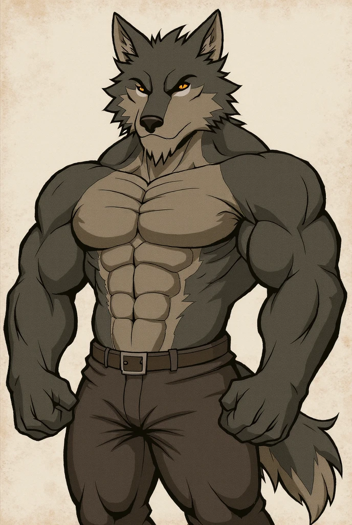 balto, 4k, high resolution, best quality, detailed, posted on e621, solo, anthro body, older male, masculine, male, very masculine, (very muscular:1.2), (plain background:1.1), (correct anatomy):1, (detailed eyes:1.1), sexy, (cel shaded:1.2), cartoony shading, (strong shadows, dramatic shadows):1.2, confident, (by takemoto arashi, by meesh, by Taran Fiddler), strong, (half body, upper body:1.1), brown eyes, yellow sclera, high-angle shot:1.1, wearing harness, wearing black speedos, looking at viewer, big belt:1.1, detailed belt