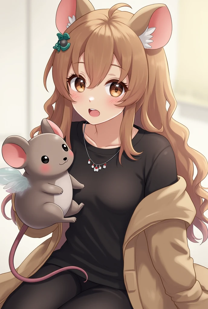 androgynous, half human, half guinea pig, seductive, cute, Brown hair, Brown eyes, brown skin, black shirt, SERIOUS LOOK, Shota, docile, nobles, Peruvian, of royalty, vtuber, anime