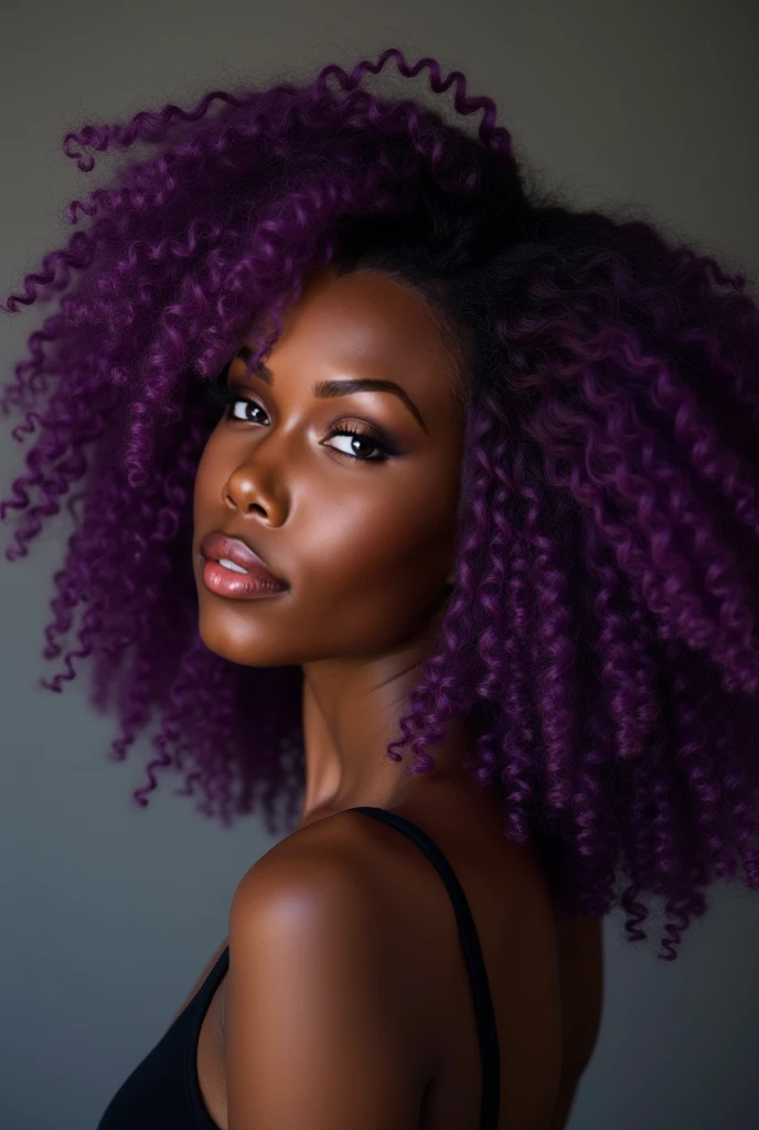 NFT, digital artwork, superfine quality, realistic style, a beautiful black woman lying on the bed, curly hair (cacheado), bright lighting, peaceful atmosphere, cozy background, hint of purple, emotional scene.