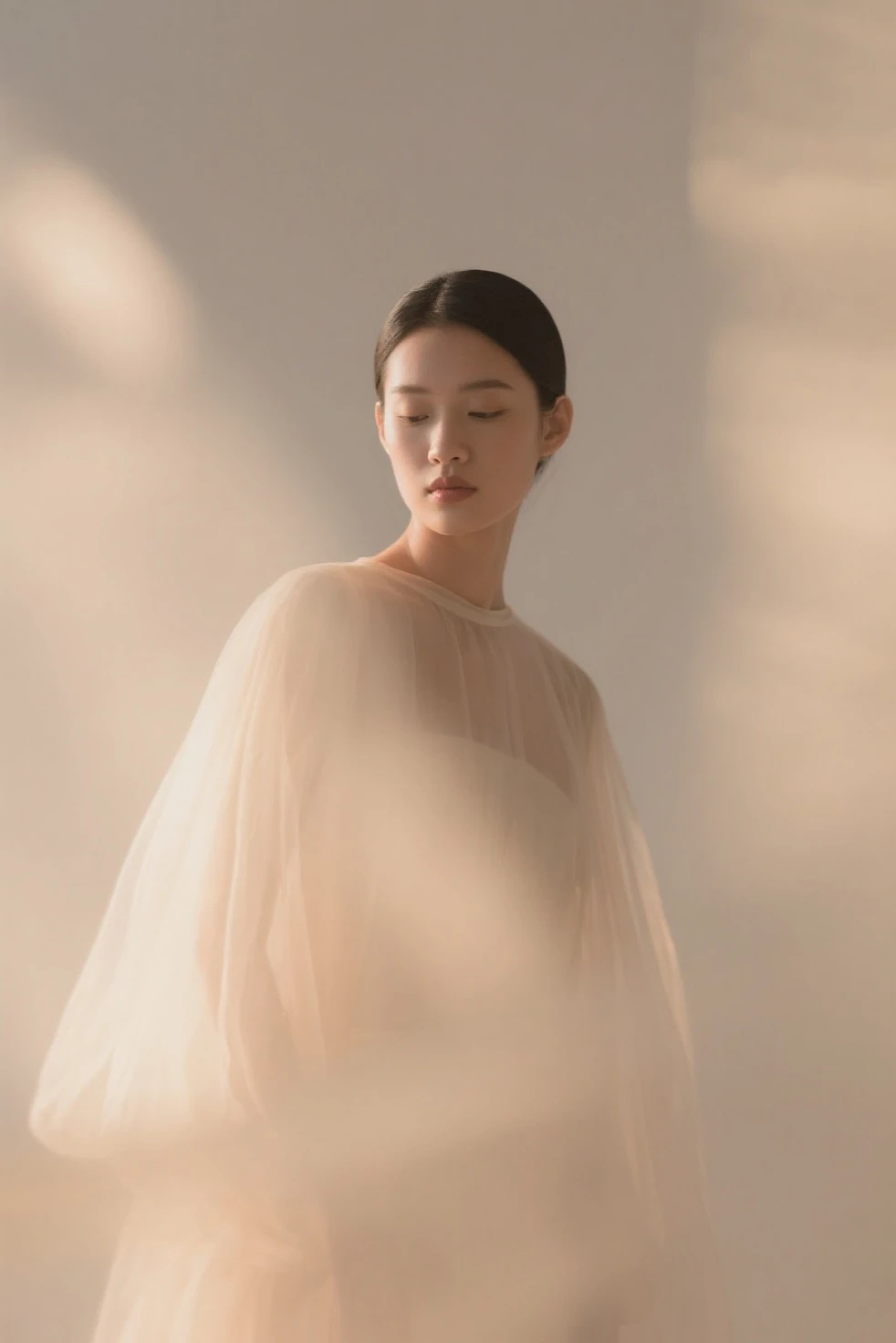 xxmixgirl,1 young woman oversized pants gradient dream-like, eerie, ethereal, landscapes, magic, photography, photography-color, shallow-depth-of-field by TJ Drysdale Charles Robinson