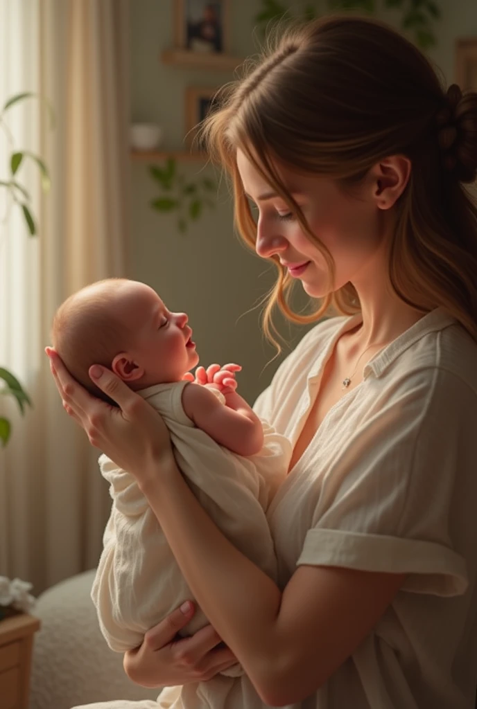 mother holding baby