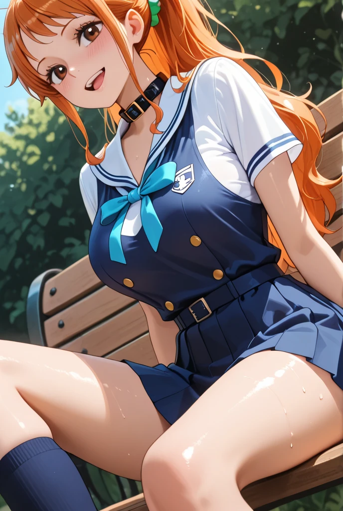 NSFW, 1 woman, (orgasm:1.4), (crying:1.2), clenched teeth, drooling, steam from pussy, (sheer white long thigh-high socks), (sheer white long satin gloves), glowing eyes, best ratio four finger and one thumb, (Nipples:1.5), (spreading pussy, Pubic hair), clear pussy juice, Large breasts, cleavage, sitting on a poolside with one knee up, showing pussy, at night, rainy, Green eyes, oiled skin, (Crop Top shirt), (Sailor uniform), (white short shirt), (red ribbon tie), Navel, blue sailor collar, (Micro Mini Skirt), spreading pussy, black high-heeled shoes
