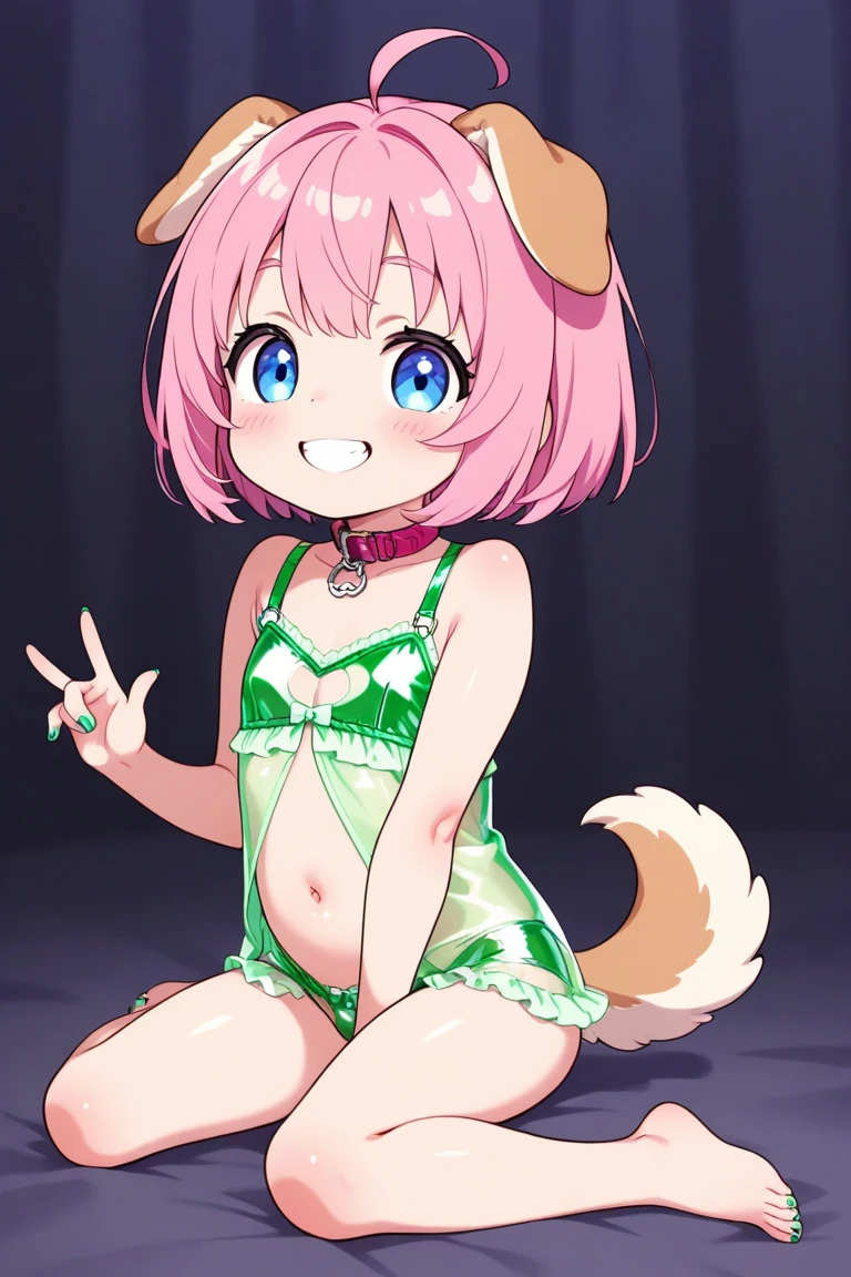 ((NSFW)),Beautiful illustration、masuter piece, (masterpiece、top-quality、8K ),intricate detailes,ultra-detailliert,softfocus、Sweet girl,Cute s、a junior high school student、14years、A pink-haired、Pattsun bangs、Medium Short-Cut Hair、((tareme eyes))、cute face,Idol、Short, Braided hair、Cat's ears、tail、((((Micro Bikini Cheerleader)))),