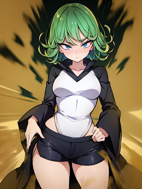 score_9, score_8_up, score_7_up, source_anime, rating_safe, highres image, masterpiece, best quality, tatsumaki from one punch man, girl, cute face, clear skin, shiny hair, ultra detailed eyes, simple white background, jyojipan, panties
