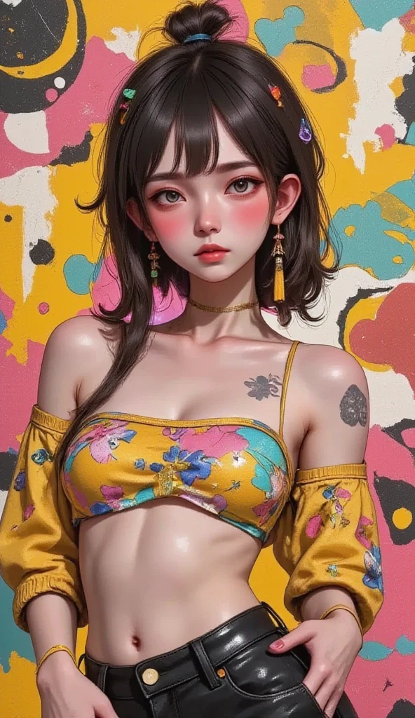 (Ultra-detailed, photorealistic, best quality,4k,8k,highres,masterpiece:1.3), (Vogue magazine cover), (Vogue Style Cover), Vogue style color paintings, 1 female, age 18, Brazilian-Japanese mix. With her tan skin and perfect body shape, she radiates an irresistible allure. Known for her super sexy appearance, her busty physique and long legs only enhance her appealing persona. Her body language is as captivating as her physical attributes, always exuding confidence and sensuality. (((She's wearing a Versace Barocco Bikini Top and Bottom, the iconic Barocco print enhancing her bold and daring persona))). ((intricate detail)), super finely detailed hands, ultra finely detailed fingers(((ten fingers))), (standing confidently), (full body showcase), (show full body), (no logos on background), (no logo).
