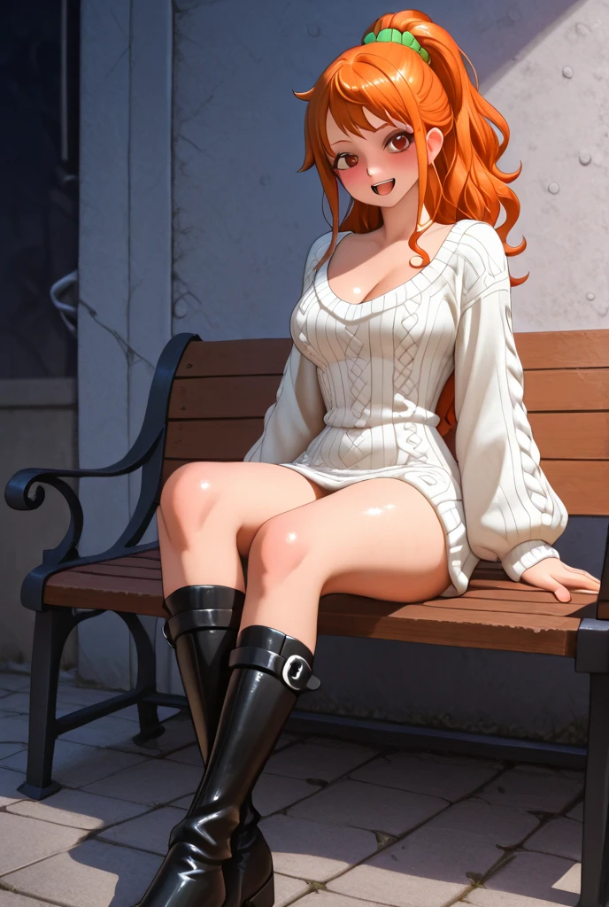 (very aesthetic, best quality, ultra detailed), intricate details,
1girl, beautiful girl,
senior, european, chestnut eyes, pale cheeks, square face shape with angular jaw,natural "no-makeup" makeup,
Crystal Scrying Room,
wearing Cable-knit Aran sweater dress with knee-high boots and a wide-brim hat and fancy stockings ,
brunette hair ,
curly ponytail ,
Upper Body ,
From Below ,
laying on back,
cheerful and lively, hyperrealism,
dark theme,
soothing tones,
high contrast,
natural skin texture,
soft light,
sharp,
artistic photoshoot,