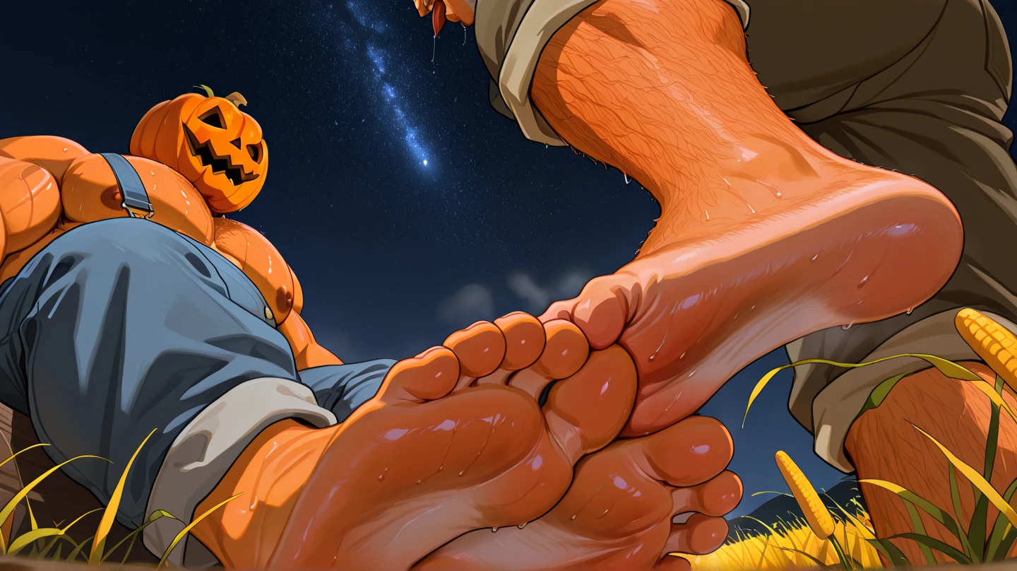score_9, score_8_up, score_7_up, Handsome Aomine Daiki ,1boy ,pov , dark skin ,rooftop ,footjob ,cum
