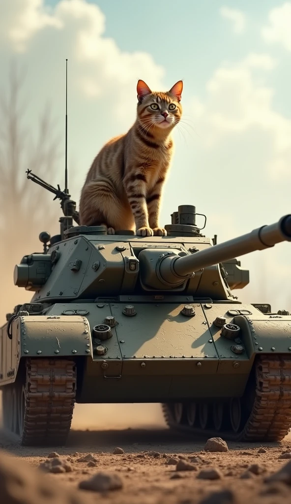 Cat driving a tank