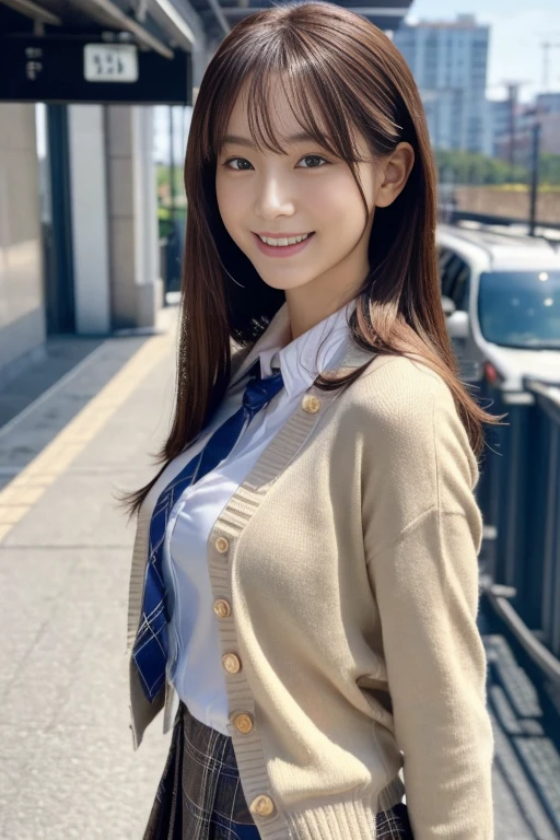 One Girl, (School classroom、服の上からでもわかるVery large breasts、School white summer shirt、school summer uniform、Beautiful girl, Delicate girl:1.3), (24-years-old:1.3),（Smiling with teeth showing、Cute smiling eyes、Cute loose perm、Braid only the bangs、Fluffy hair、Medium Short Hair、Wrapping a leather belt、Wear a checked miniskirt、Round and ample breasts、Curved waist、Photo from the waist up:1.4）
Very beautiful eyes, (School uniforms:1.3), (Very large breasts:0.5), Brown eyes, Parted bangs, Light brown hair,
, A face of ecstasy、(The expression of ecstasy、A face of ecstasy:1.0),
, (masterpiece, Highest quality, Super detailed, Detailed face, 8k)