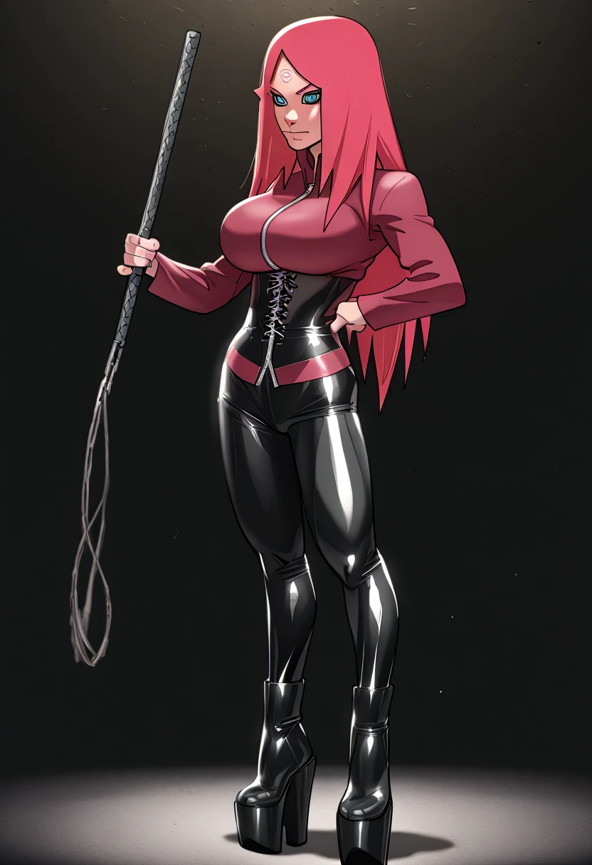 full body bondage latex girl (black background)