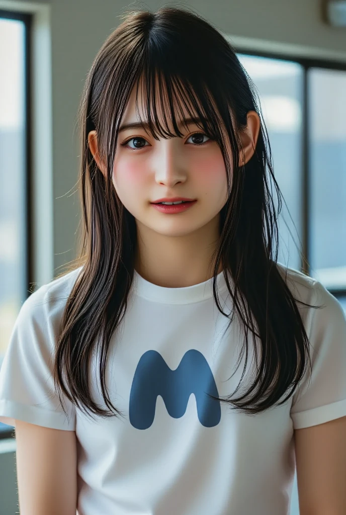 8k, highest quality, Ultra-realistic,(Realistic:1.37),High resolution,One girl, (T-Shirts:1.5),(Floating Hair:1.3), (Skin dents), (Professional Lighting),(Huge breasts:1.2),Very detailed,(Shiny skin:1.25),(Plump:1.25), (blouse:1.35),  (Particles of light, Lens flare, Glowing particles:0.6),(Floating Hair:1.2),(Dynamic pose:1.15), Mirror reflection illumination, Soft lighting, sunlight, View your viewers, (Small Head:1.47), Purelos Face_v1