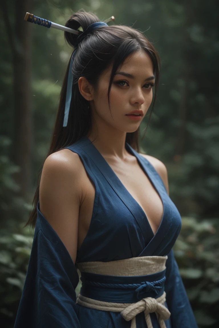 (Realistic, photo-Realistic:1.37),(8k, RAW Photos, Highest quality, masterpiece:1.2), cute, Ultra-detailed, 超High resolution, Kodak Vision Color, Filmed with an Arricam LT camera,Highest quality, sexy、Nipples are visible、Cleavage、Lively, 8K, High resolution, 1 girl, Escape, (Professional Lighting), (Portraiture:0.6), Moss-covered Japanese garden、bamboo forest、bamboo forestの中を駆け抜ける、moonlight、Straight bangs、Japan House、Ninja House、 Braided hair、Braided Hair、Black Hair, (Medium Hair),21 years old、slender、With a shuriken、Japanese,Medium Hair、(RAW shooting, Photorealistic:1.5, 8k, Highest quality, masterpiece, 超High resolution), Ninja with weapon in hand, Slim female ninja holding a sharp dagger:1.3, Fight:1.2, beautifully、aesthetic, キュートでsexyな美女, Perfect Style:1.2, Wear an exquisite ring, Fair skin, Very beautiful face, A faint smile, (Wearing a turtleneck ninja outfit), Cowboy Shot, No mask, ninjitsu pose, Neon Light, ninjitsu style, Magic Light, Chakra Light, aura