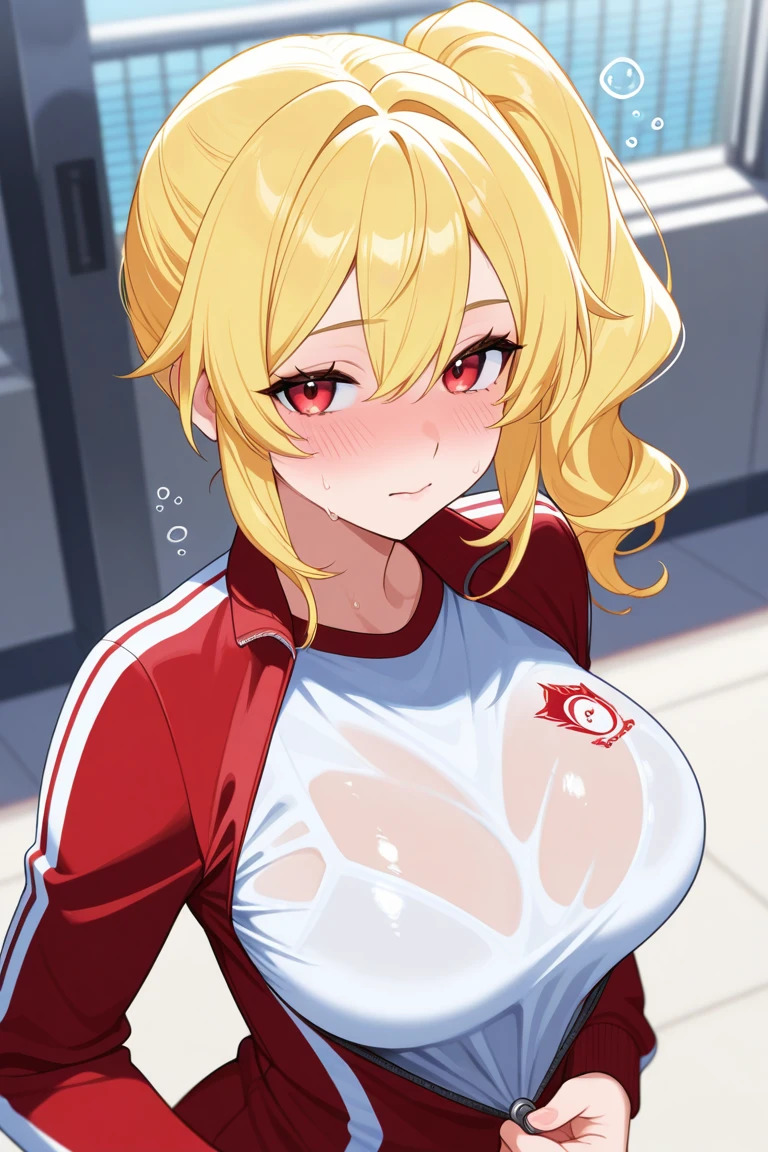 ((Masterpiece))), (((Best Quality))),Ultra High Resolution, Caustics, Detailed, (Beautiful Detailed Eyes),Perfect Anatomy, Eyeliner, nsfw, (Fox ears), multicolor hair ,Facial details, Red Eyeshadow, Large Breasts, pantyhose, solo, short top, sports Shorts, black tight, tight stripe , long socks, large earrings, detailed pupil, choker with locker, ((black crop top, thin material, mini skirt)), open waist, (perfect symmetrical body)