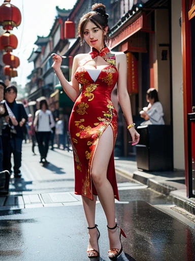 (((long Traditional Chinese costumes outfit comes off))),(((view full body))),(((Show cleavage))),(((bare inner thigh)))、(((show side breast))),(((detached sleeves))),(((over-kneehighs))),ulzzang-6500-v1.1, (Raw photo:1.2), (Photorealsitic:1.4), a beautiful detailed girl, extremely detailed eye and face, beautiful detailed eyes, ultra-detailed, High resolution, top-quality, masterpiece, ighly detailed, 8k wallpaper, magnifica, finely detail, top-quality, Light on the face,电影灯光,1girl in,(Forbidden City during the Ming Dynasty),Beautiful eyes,smile,Opening Mouth,(((pants wedged between buttocks))),Lace-rimmed panties