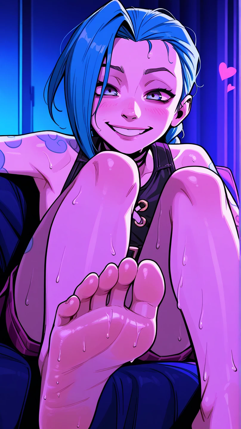 Duo, score_9, score_8_up, score_7_up, sera, kemono style, Anthro black avian, puffed up feathered chest fluff, purple eyes, tall slender body, black hair with purple highlights, female, naked, small breasts, BREAK, she is on her knees, sucking on a faceless human males cock, human male is sitting on a brown sofa, indoors, in a dark room with brick walls, nighttime